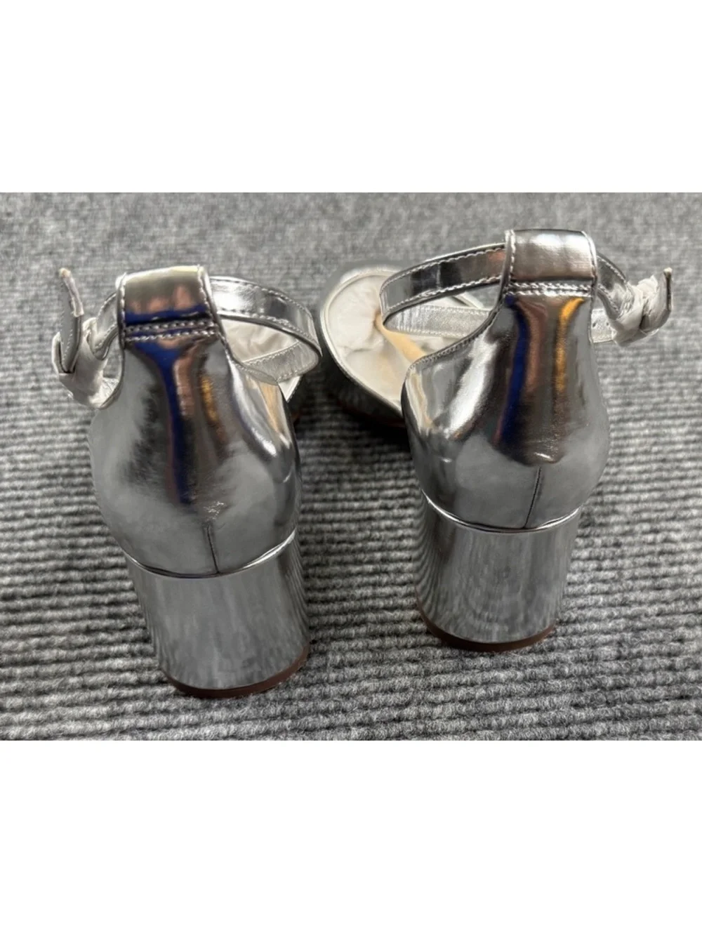 J.Crew Silver Metallic Ankle Strap Block Heel Pumps Women’s Size 10 New